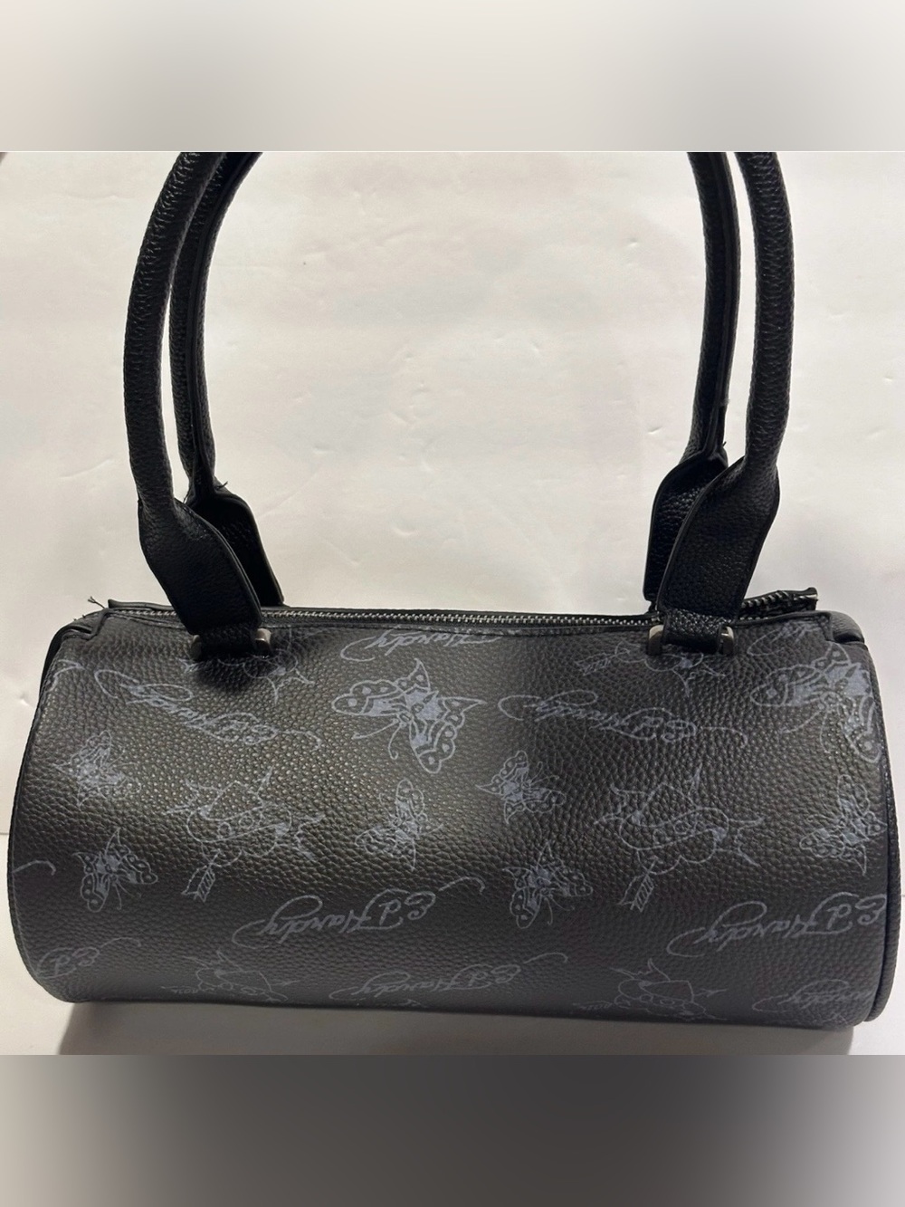 Ed Hardy Black Skull & Butterfly Barrel Handbag - Picture 2 of 8